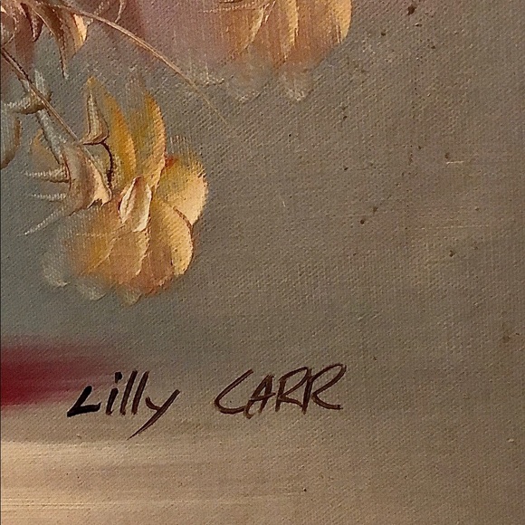 COPY - Vintage Still Life Floral Bouquet Framed Lilly Carr Original Painting - Picture 10 of 12